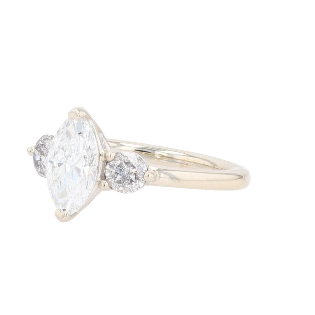 1.42ct Marquise Diamond Solitaire with Accents Ring — GIA Certified, 14k White Gold
