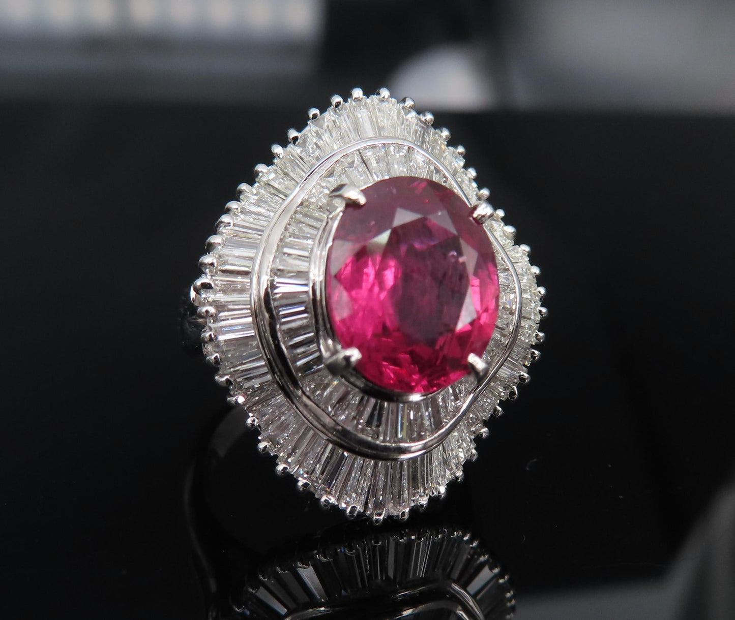 3.04ct Oval Ruby & 1.64ct Diamond Ring — GIA Certified, Platinum