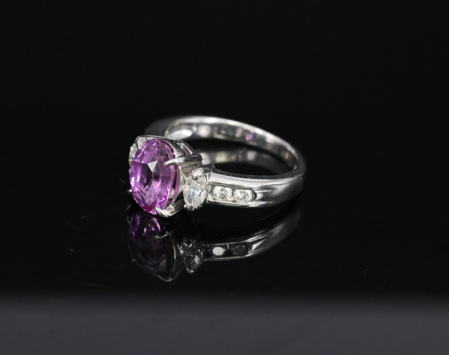 2.91ct Oval Pink Sapphire & Diamond Ring — GIA Certified, Platinum