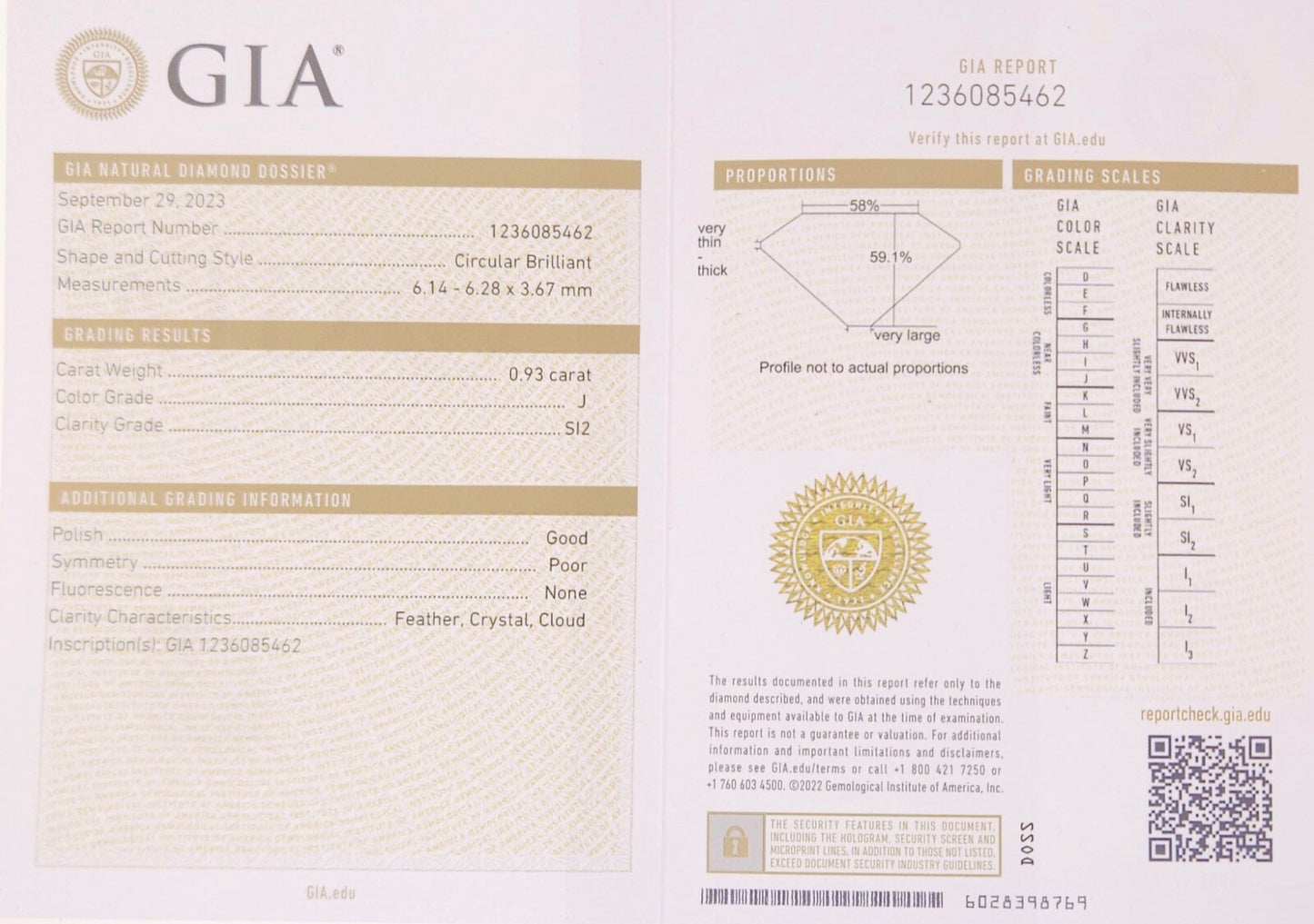 0.93ct Cushion Diamond Halo Engagement Ring — GIA Certified, 18k Two-Tone Gold