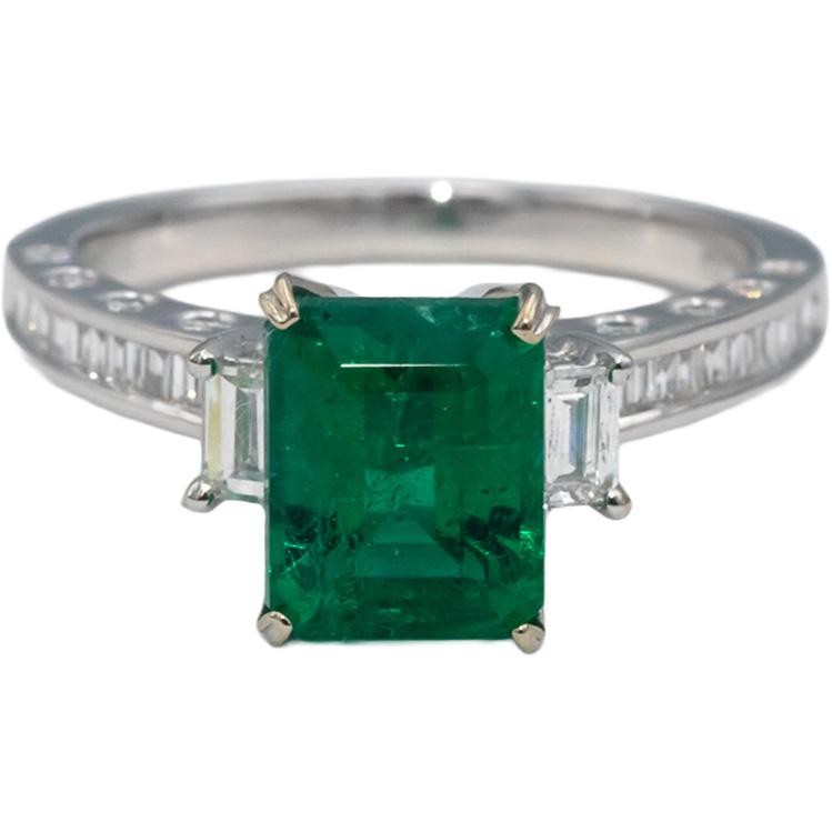 2.29ct Octagonal Emerald Diamond Cocktail Ring — GIA Certified, 18k White Gold