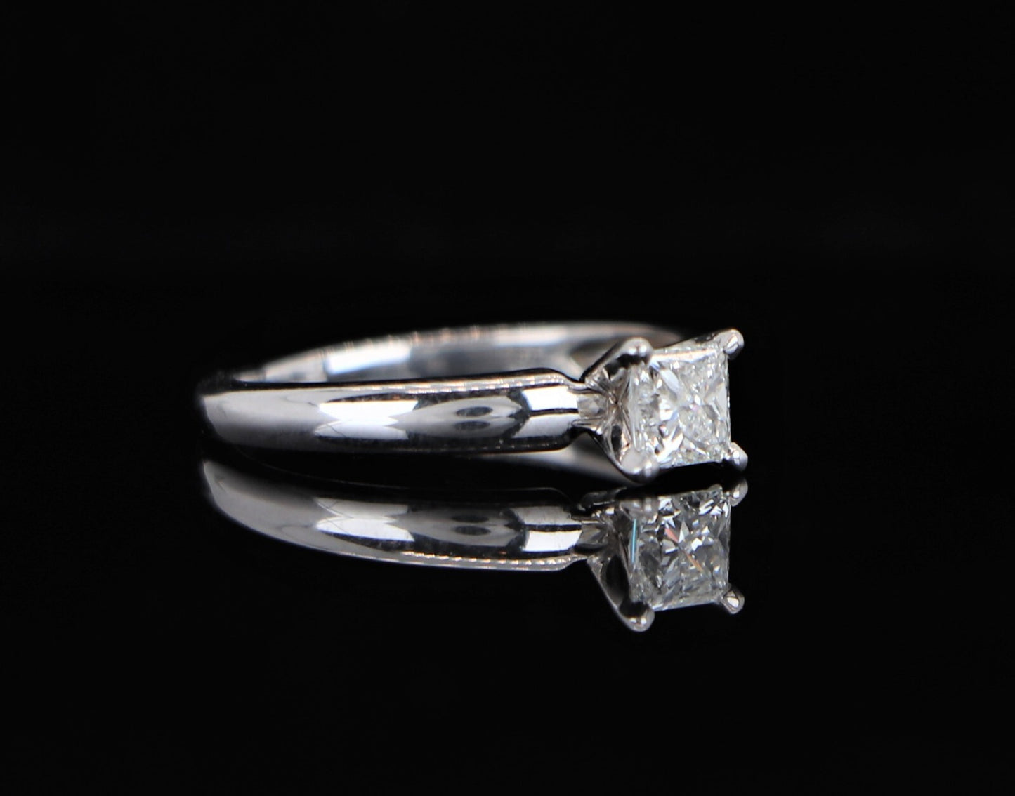 0.41ct Princess Cut Diamond Solitaire Ring — GIA Certified, 18k White Gold