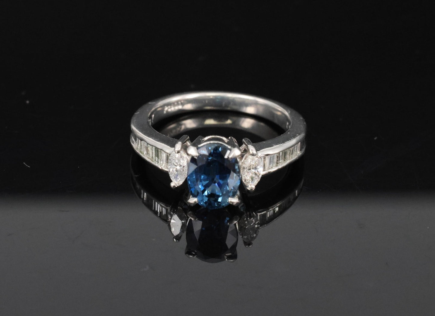 1.97ct Oval Blue Sapphire & Diamond Ring — GIA Certified, Platinum