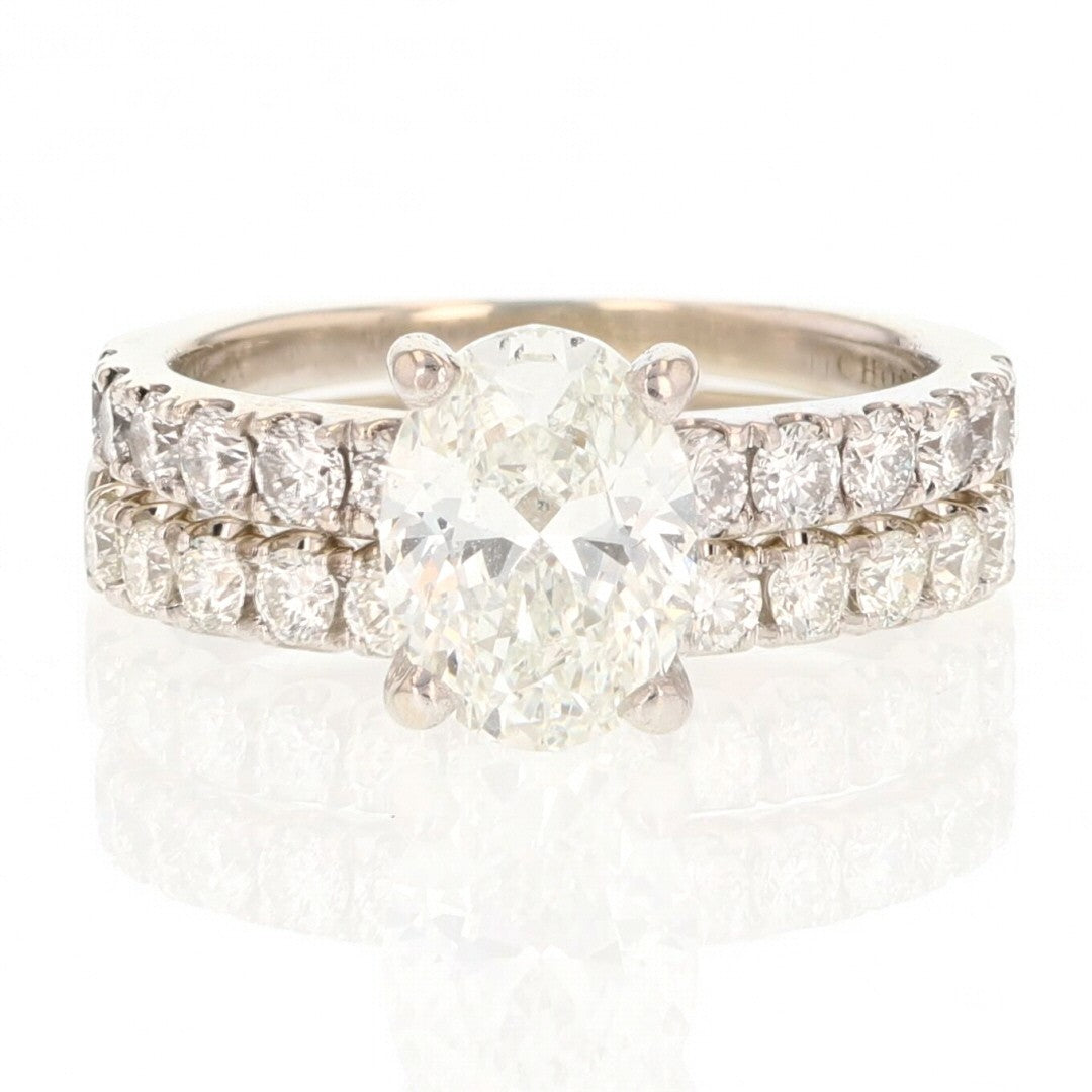 2.58ct Oval Diamond Pavé Wedding Set — GIA Certified, 14k White Gold