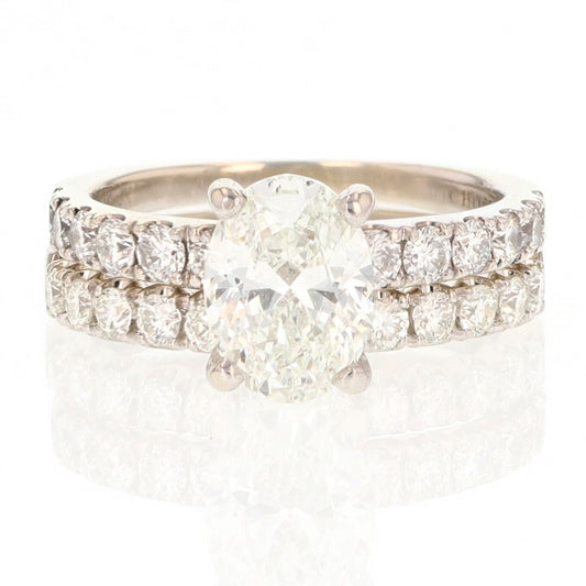 2.58ct Oval Diamond Pavé Wedding Set — GIA Certified, 14k White Gold