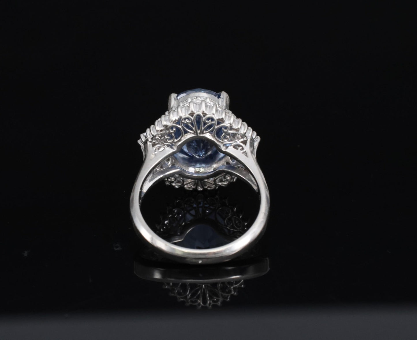 7.43ct Oval Ceylon Blue Sapphire Diamond Halo Ring — GIA Certified, Platinum
