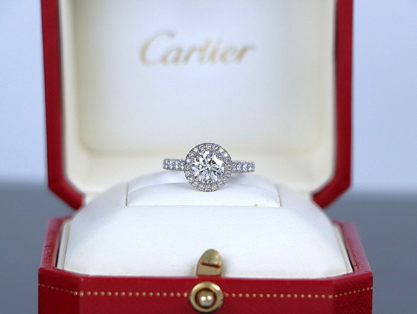 1.06ct Round Brilliant Diamond Halo Engagement Ring — GIA Certified, Platinum