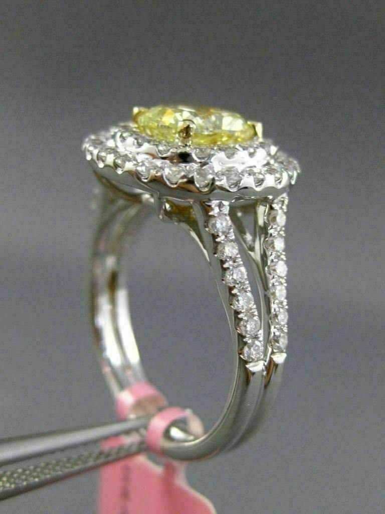 2.16ct Cushion Diamond Double Halo Engagement Ring — GIA Certified, 18k Two-Tone Gold