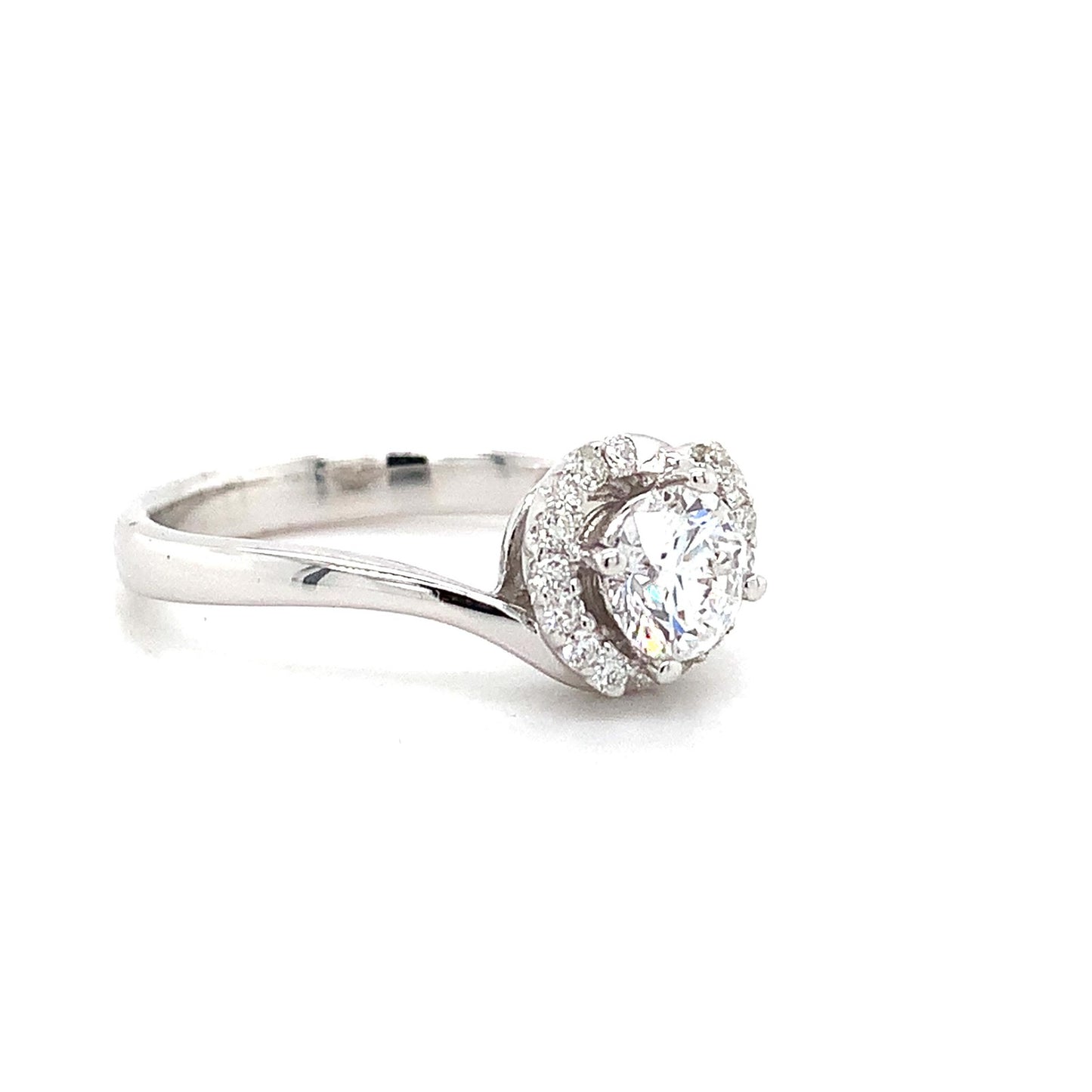 0.58ct Round Brilliant Diamond Milgrain Wedding Set — GIA Certified, 14k White Gold