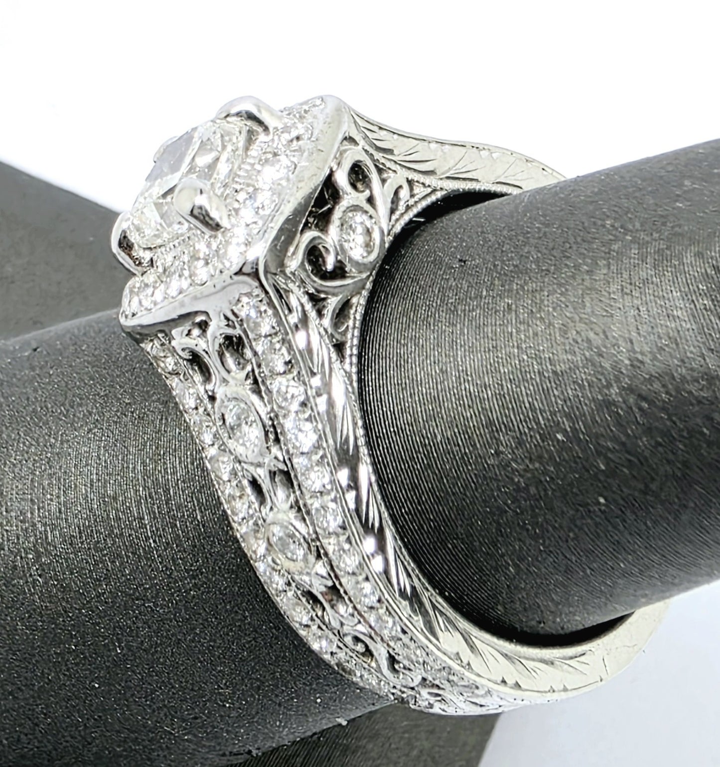 0.70ct Cushion Brilliant Diamond Halo Engagement Ring — GIA Certified, 14k White Gold