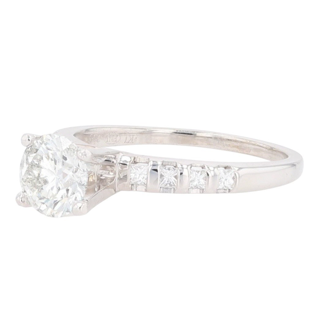 1.05ct Round Brilliant Diamond Solitaire with Accents Ring — GIA Certified, 18k White Gold