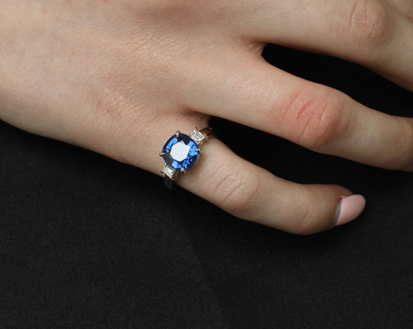 3.87ct Cushion Cut Blue Sapphire Diamond Ring — GIA Certified, Platinum