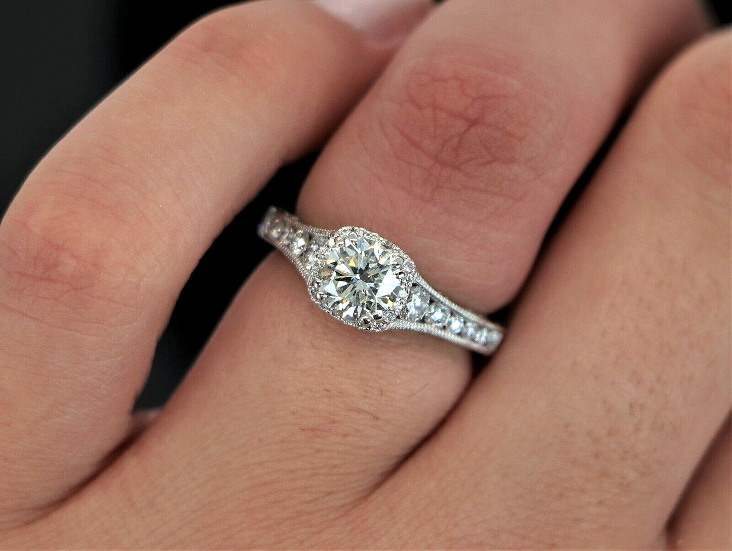 1.05ct Round Brilliant Diamond Engagement Ring — GIA Certified, 18k White Gold