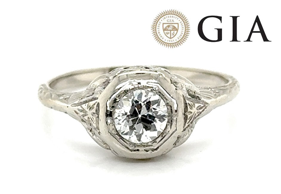 0.50ct Round Brilliant Diamond Cartier Ring — GIA Certified, 18k White Gold