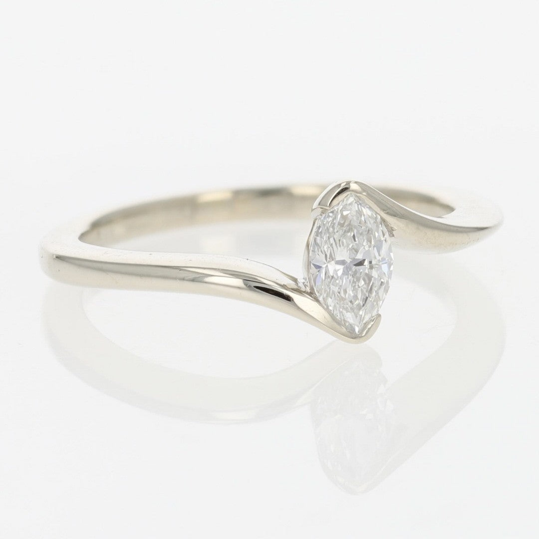 0.46ct Marquise Diamond Solitaire Ring — GIA Certified, 14k White Gold
