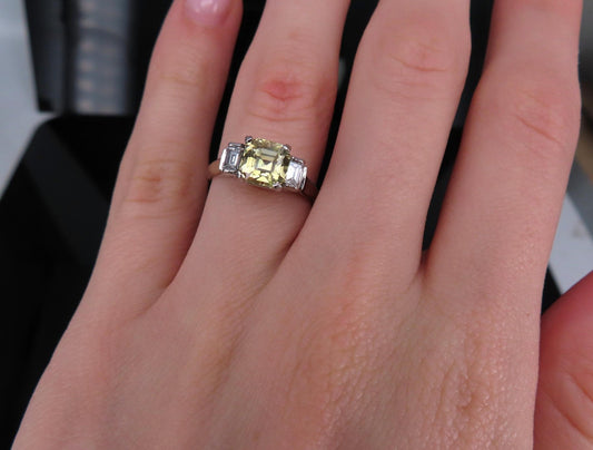 1.87ct Yellow Sapphire & 0.45ct Diamond Ring — GIA Certified, Platinum