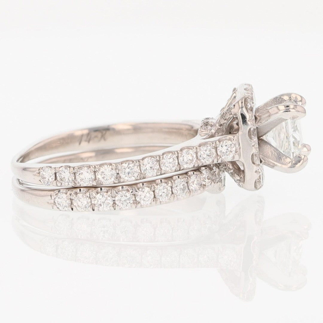 2.39ct Princess Diamond Halo Wedding Set — GIA Certified, 14k White Gold