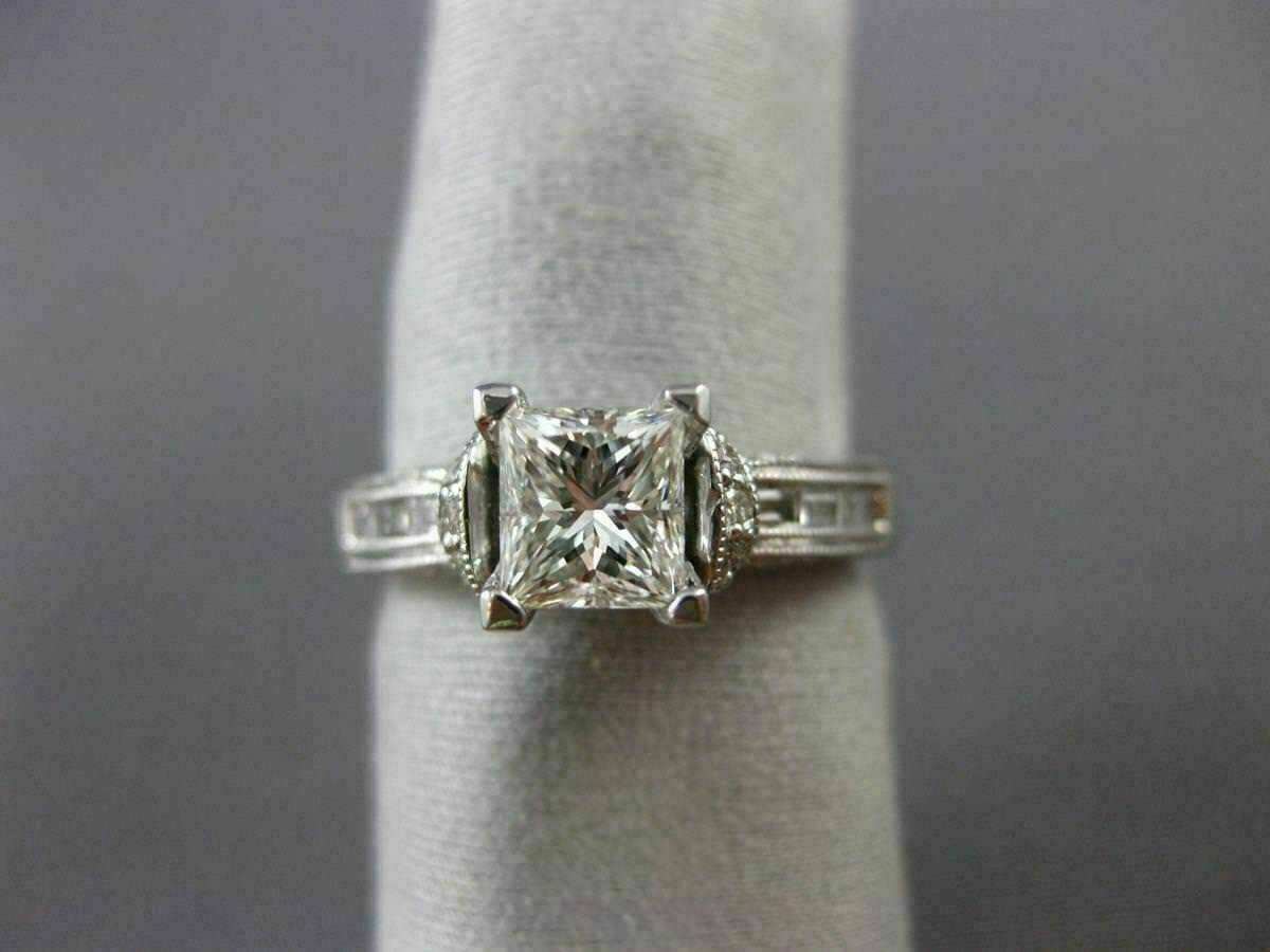 1.71ct Princess Diamond Milgrain Engagement Ring — GIA Certified, 14k White Gold
