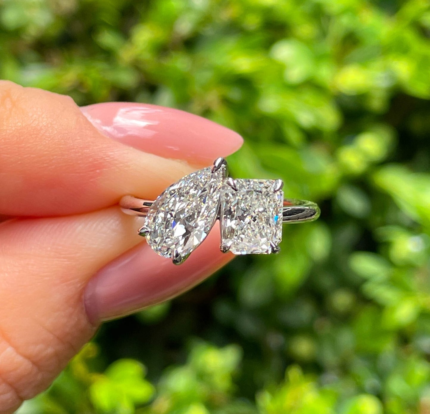 2.19ct Pear & Radiant Diamond Two-Stone Ring — GIA Certified, Platinum