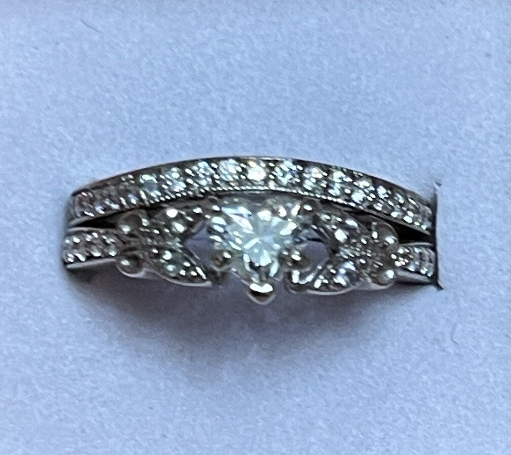 0.50ct Heart Brilliant Diamond Wedding Ring — GIA Certified, 14k White Gold