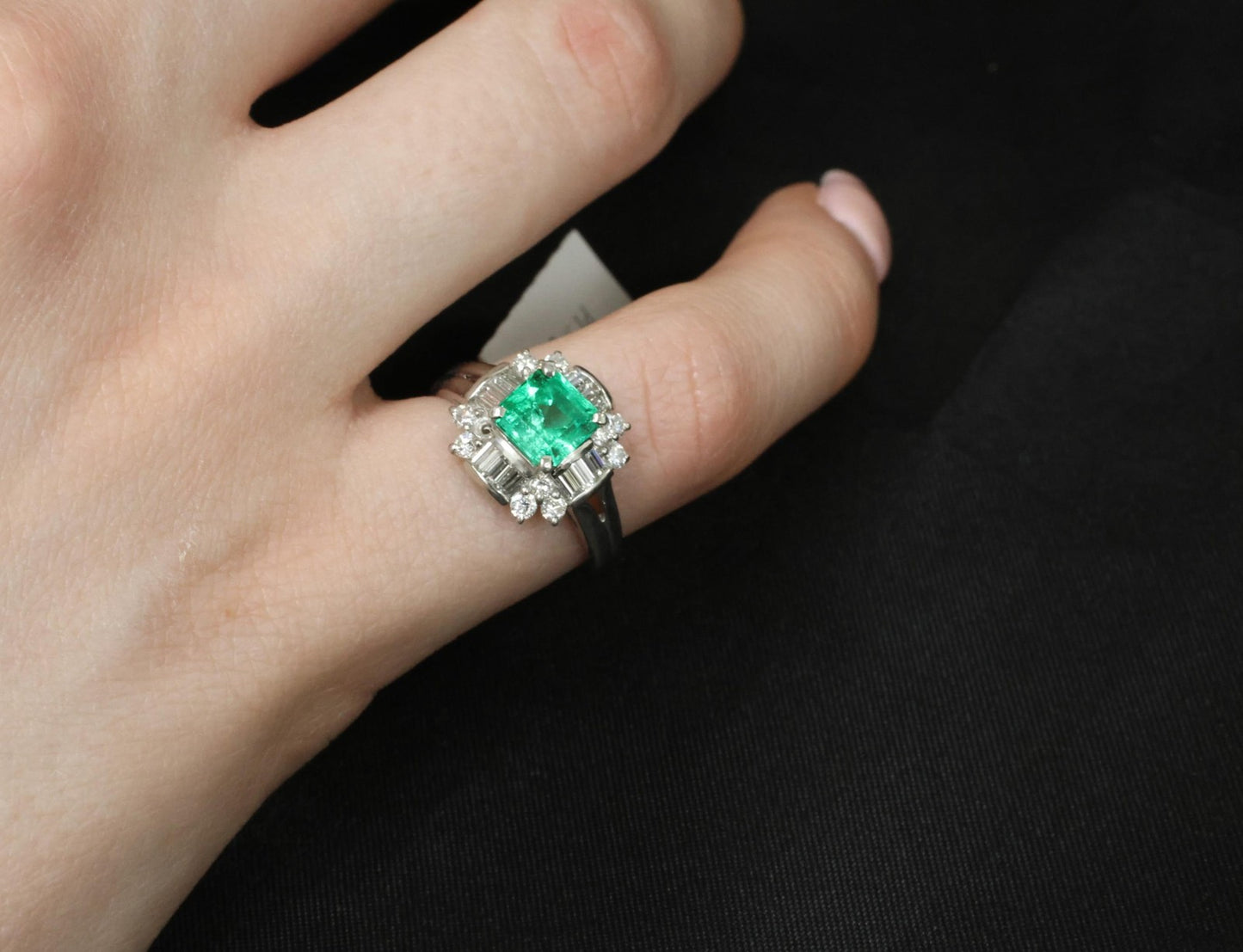 1.22ct Emerald Cut Colombian Emerald & 0.63ct Diamond Ring — GIA Certified, Platinum