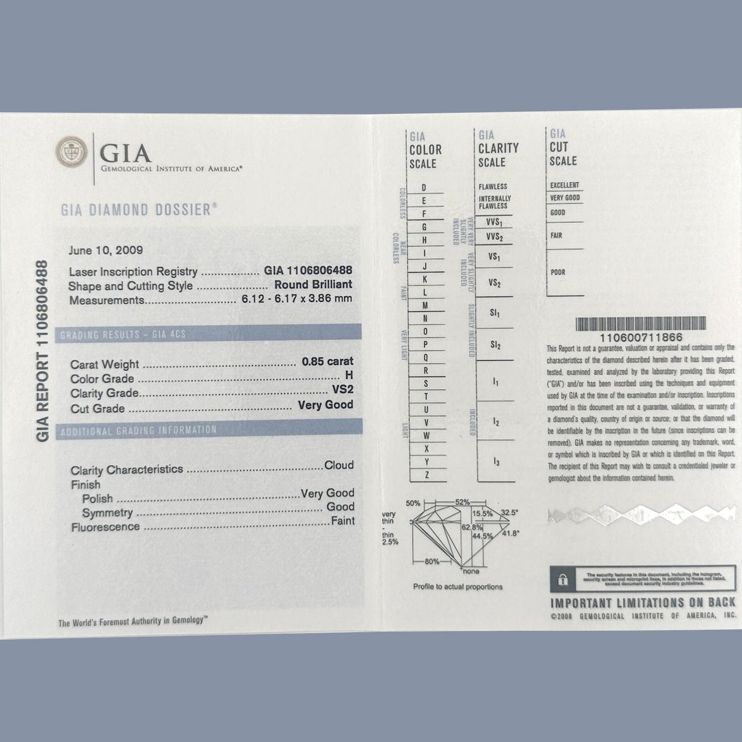 0.85ct Round Brilliant Diamond Wedding Ring Set — GIA Certified, 18k White Gold