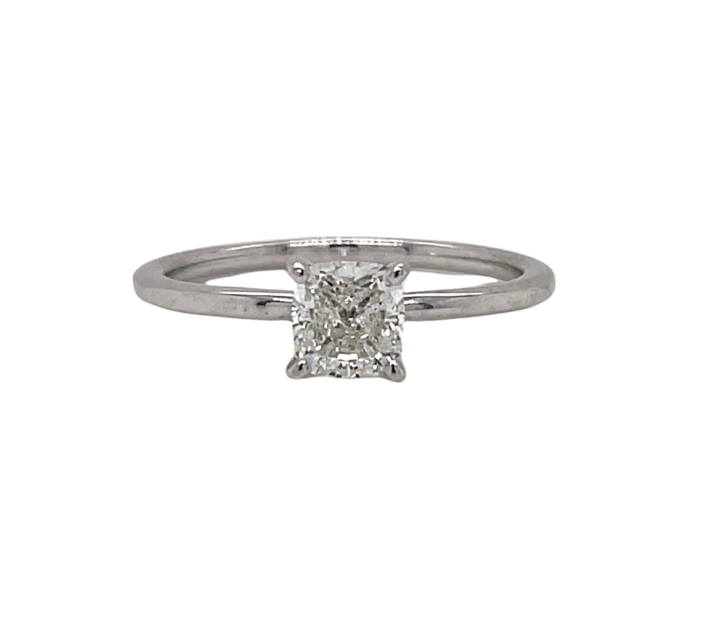 1.00ct Cushion Diamond Solitaire Ring — GIA Certified, 18k White Gold