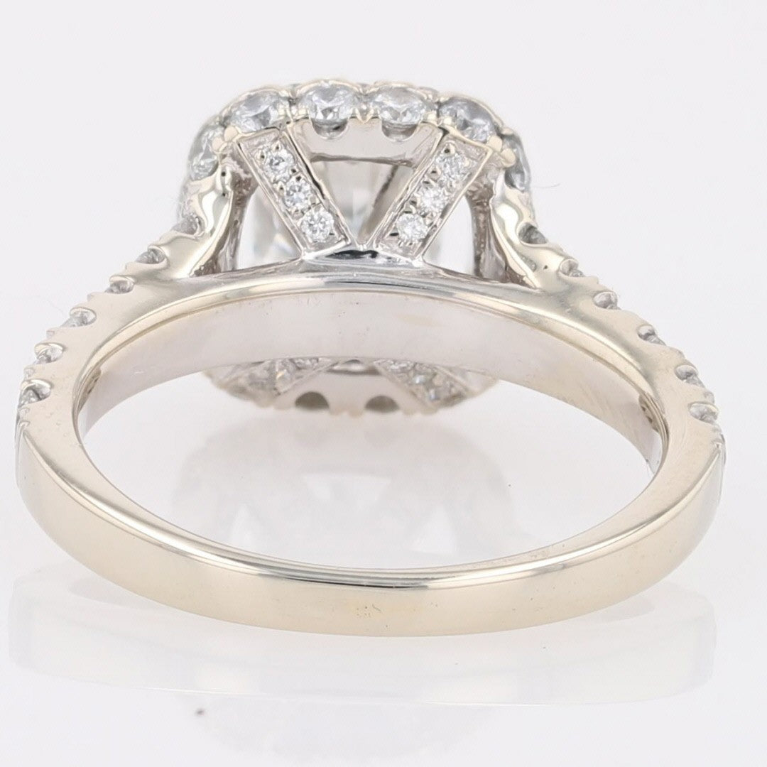 1.97ct Cushion Diamond Halo Engagement Ring — GIA Certified, 14k White Gold