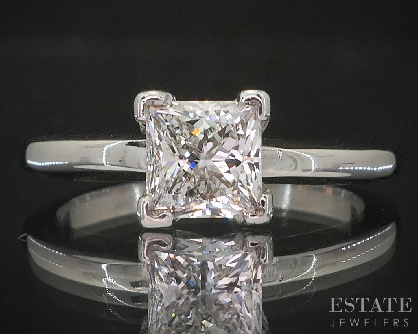 0.91ct Princess Cut Diamond Engagement Ring — GIA Certified, 14k White Gold