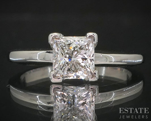 0.91ct Princess Cut Diamond Engagement Ring — GIA Certified, 14k White Gold