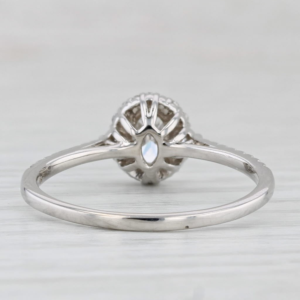 0.70ct Oval Brilliant Diamond Halo Engagement Ring — GIA Certified, 14k White Gold