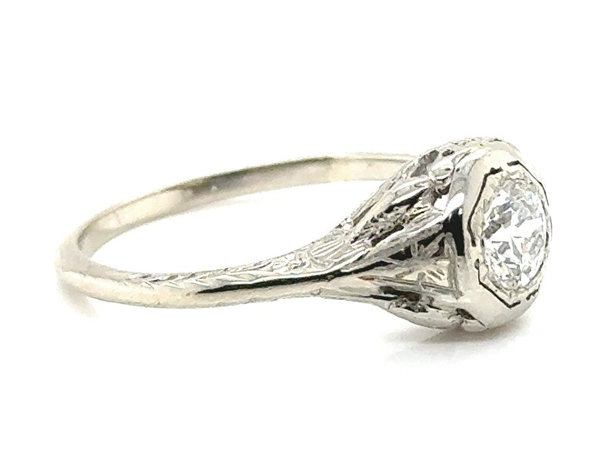 0.50ct Round Brilliant Diamond Cartier Ring — GIA Certified, 18k White Gold