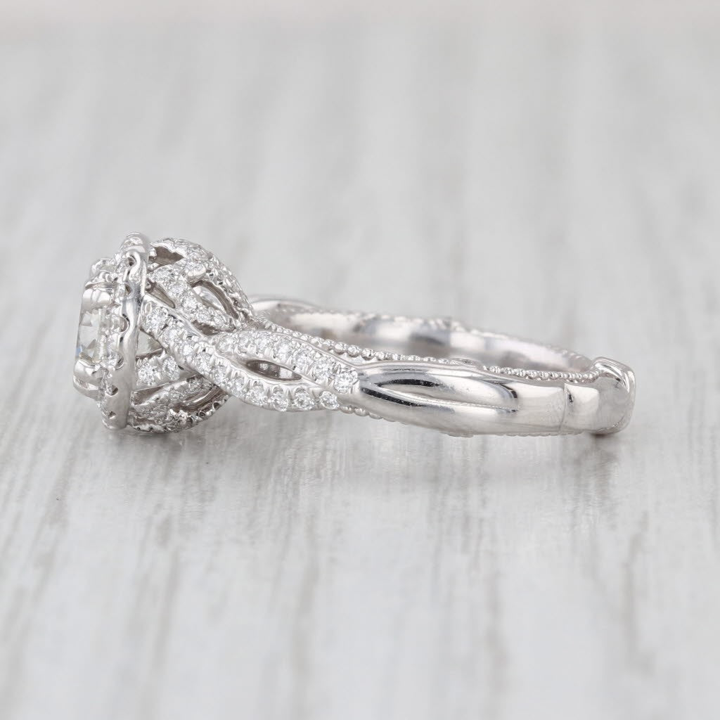1.00ct Round Brilliant Diamond Halo Engagement Ring — GIA Certified, 14k White Gold