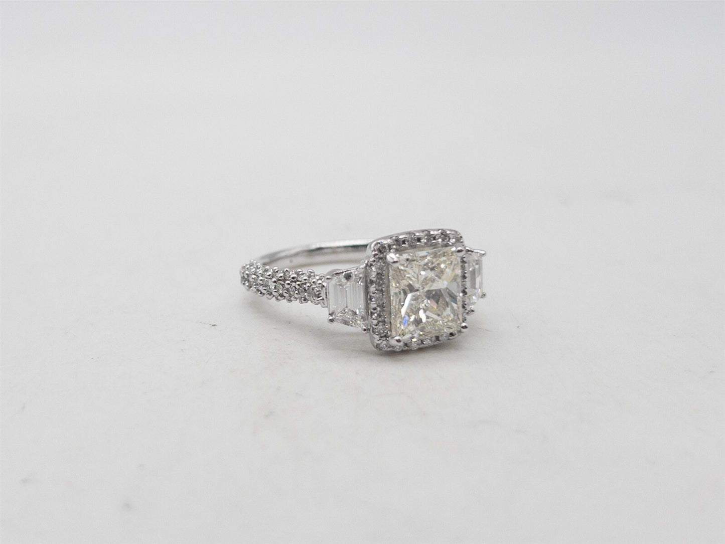 3.08ct Rectangular Modified Brilliant Diamond Ring — GIA Certified, 14k White Gold