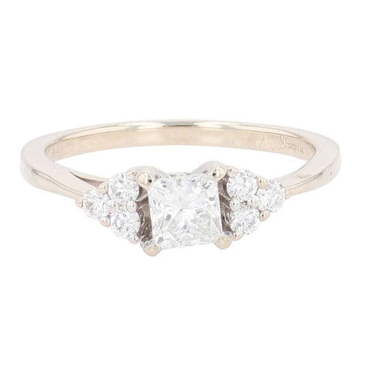 0.81ct Princess Diamond Solitaire with Accent Ring — GIA Certified, 14k Rose Gold
