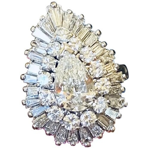 1.01ct Pear Brilliant Diamond Ballerina Ring — GIA Certified, Platinum