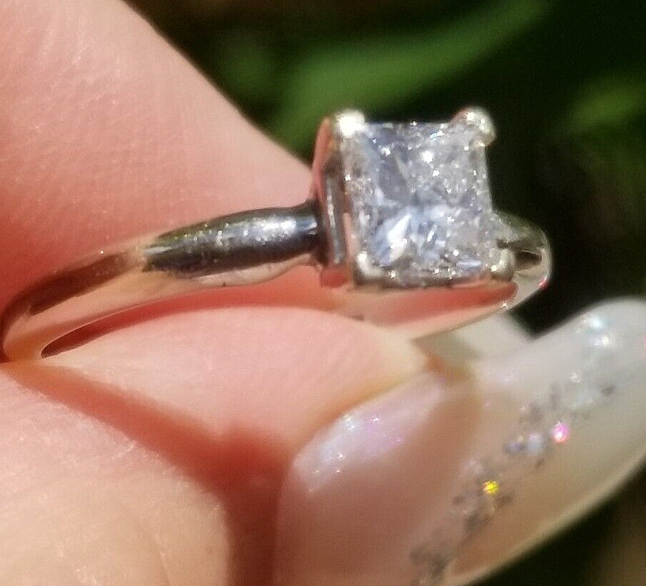 0.80ct Princess Cut Diamond Solitaire Ring — GIA Certified, 14k White Gold