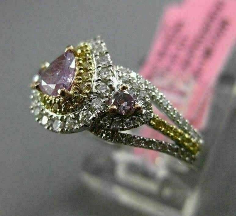 0.79ct Pear Diamond Halo Engagement Ring — GIA Certified, 18k Tri-Color Gold