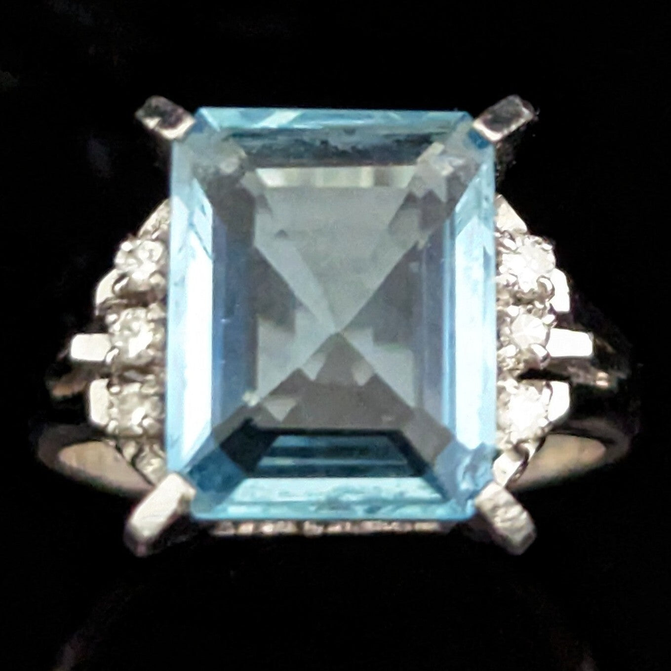 2.84ct Emerald Cut Aquamarine Diamond Platinum Cocktail Ring — GIA Certified