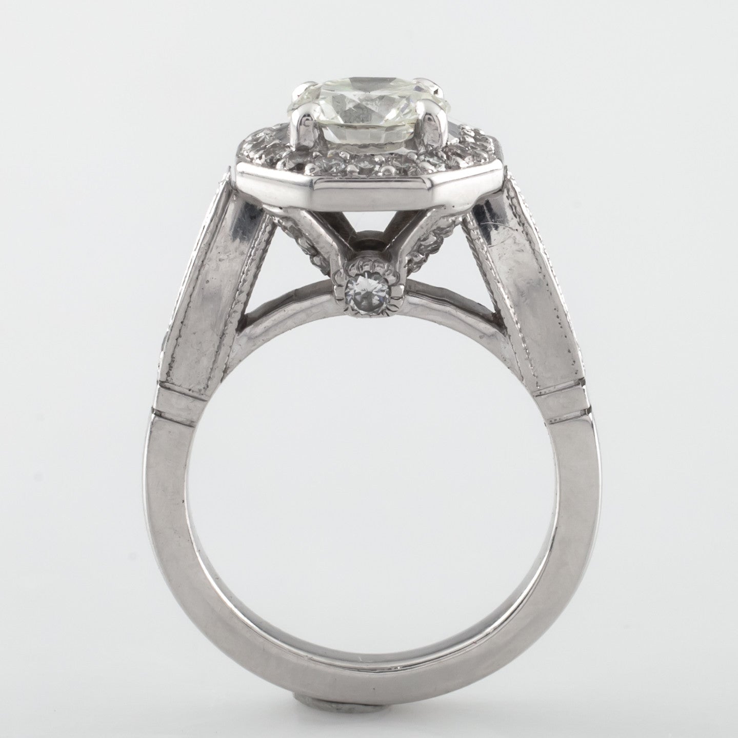 1.91ct Round Brilliant Diamond Halo Engagement Ring — GIA Certified, 18k White Gold