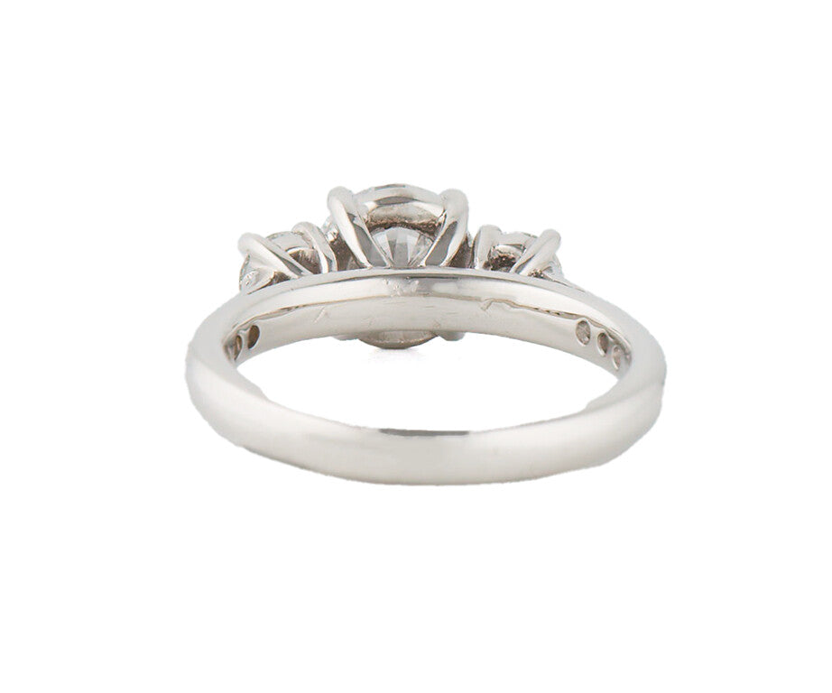 1.04ct Round Brilliant Diamond Three Stone Engagement Ring — GIA Certified, Platinum