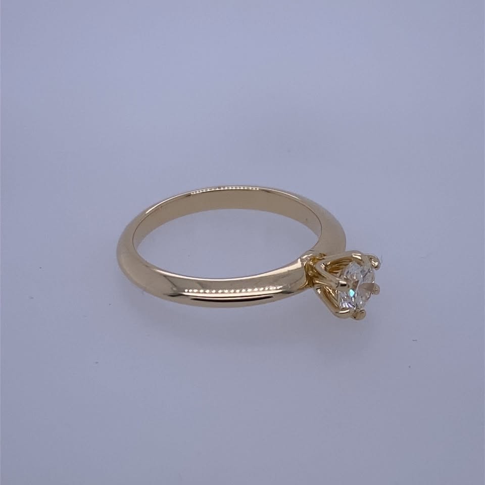 0.50ct Round Brilliant Diamond Cartier Ring — GIA Certified, 18k White Gold