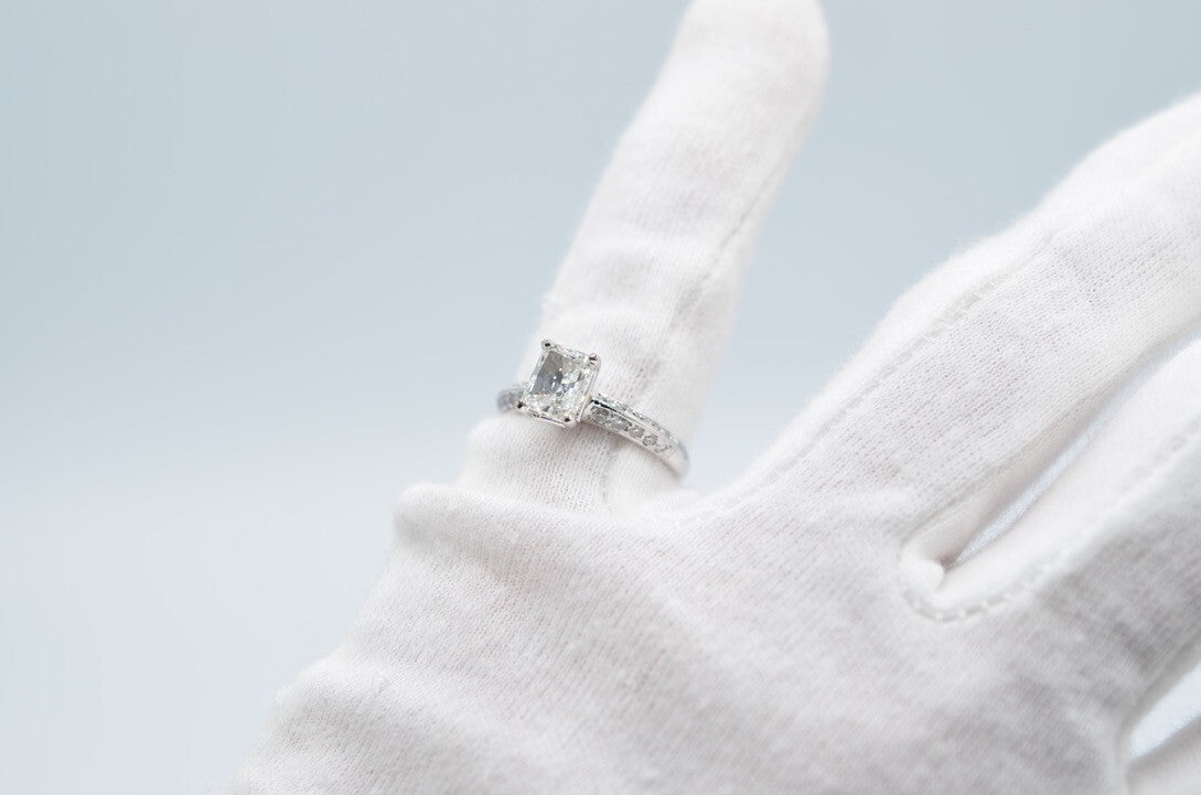 1.31ct Cut-Cornered Rectangular Modified Brilliant Diamond Engagement Ring — GIA Certified, 18k White Gold