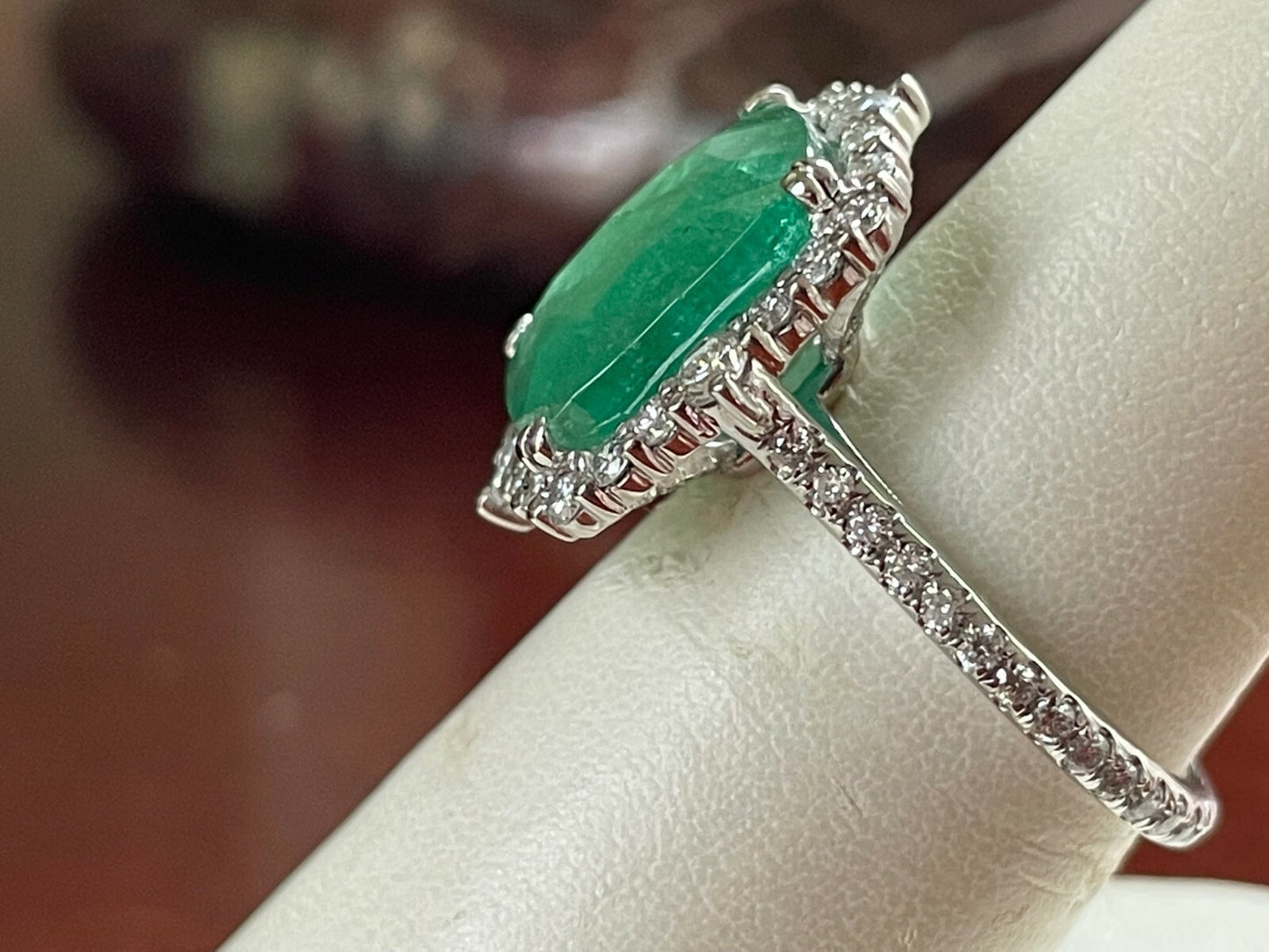 7.26ct Emerald & Diamond Halo Eternity Band Ring — GIA Certified, Platinum