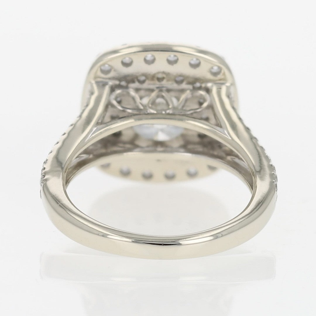 1.68ct Cushion Diamond Halo Engagement Ring — GIA Certified, 14k White Gold