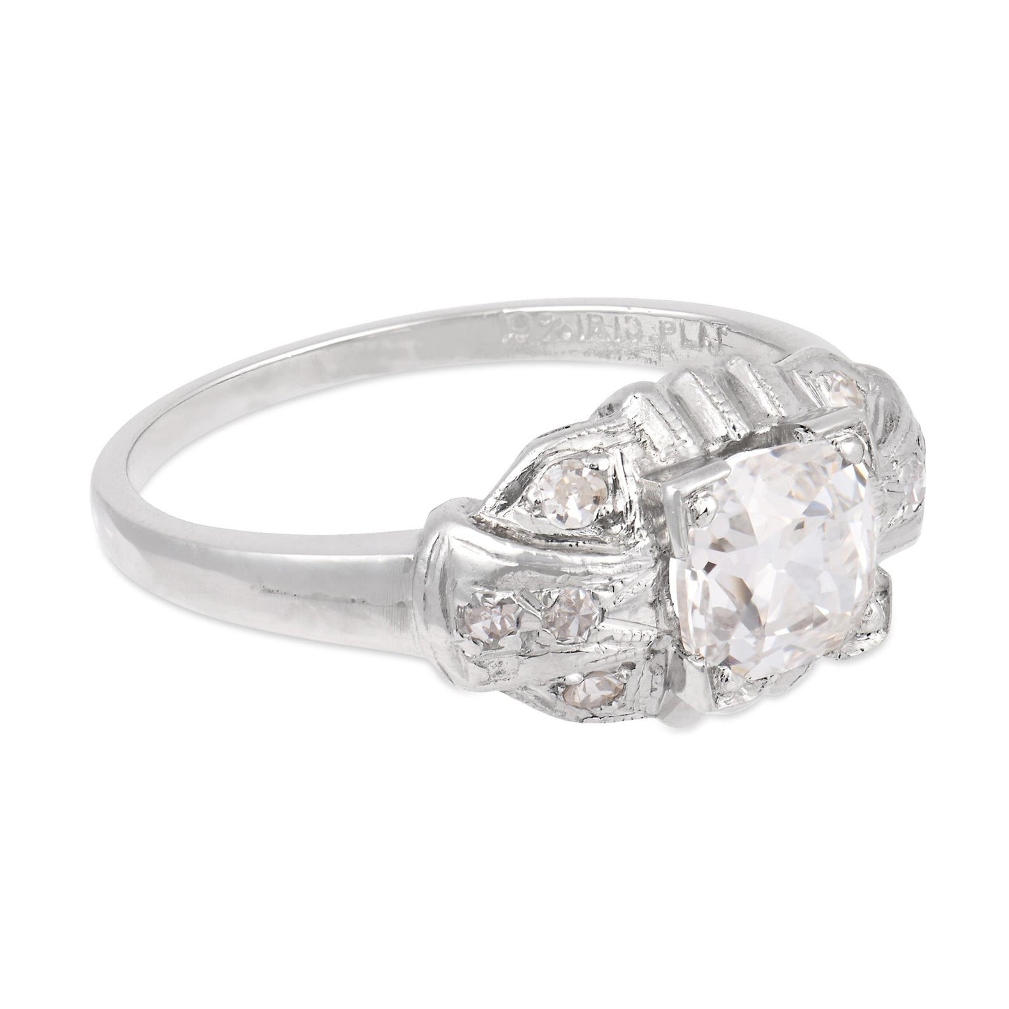 0.90ct Old Mine Cut Diamond Art Deco Ring — GIA Certified, Platinum