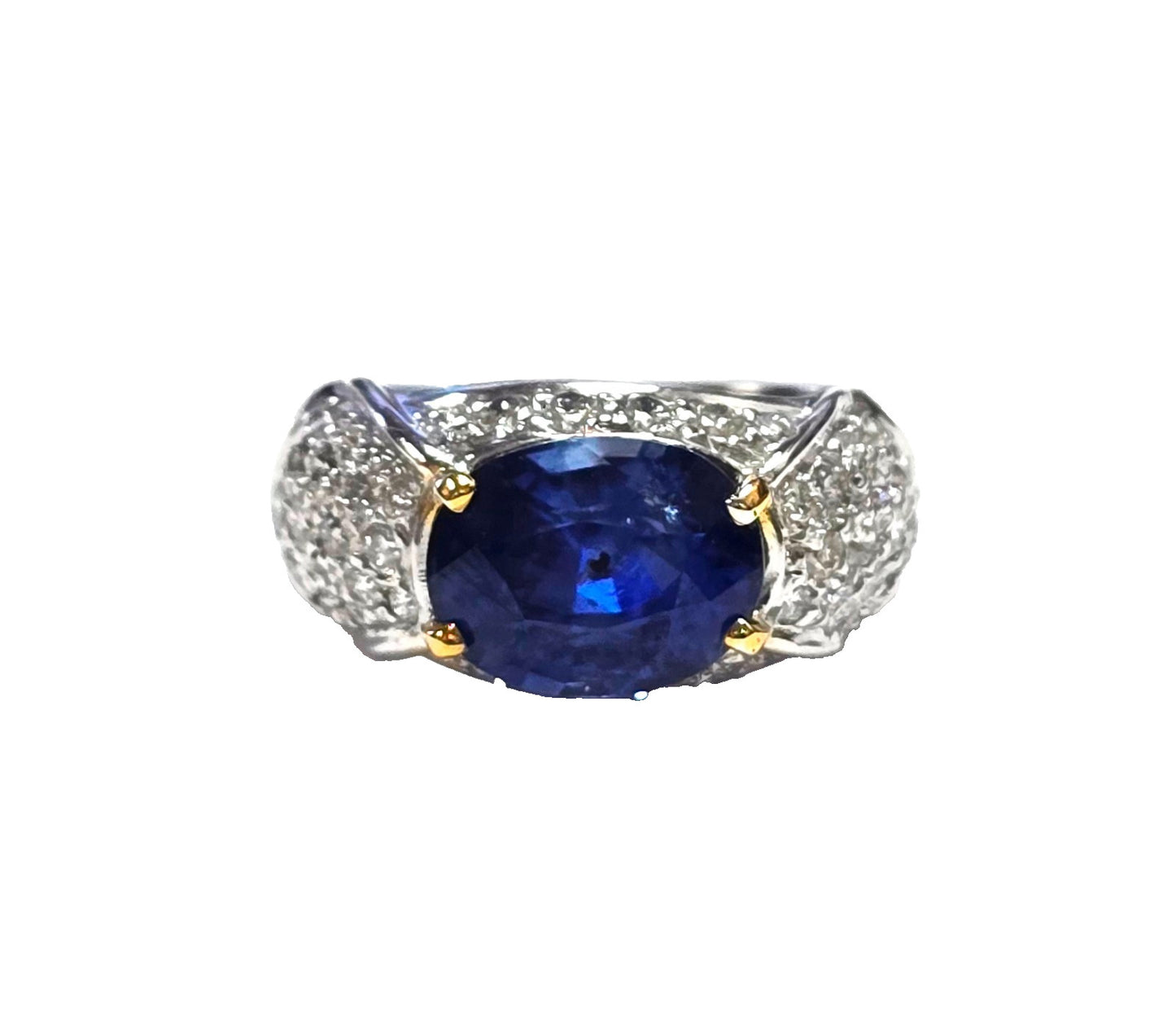 4.25ct Oval Sapphire & Diamond Ring — GIA Certified, 18k White Gold