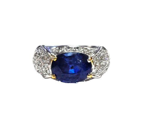 4.25ct Oval Sapphire & Diamond Ring — GIA Certified, 18k White Gold