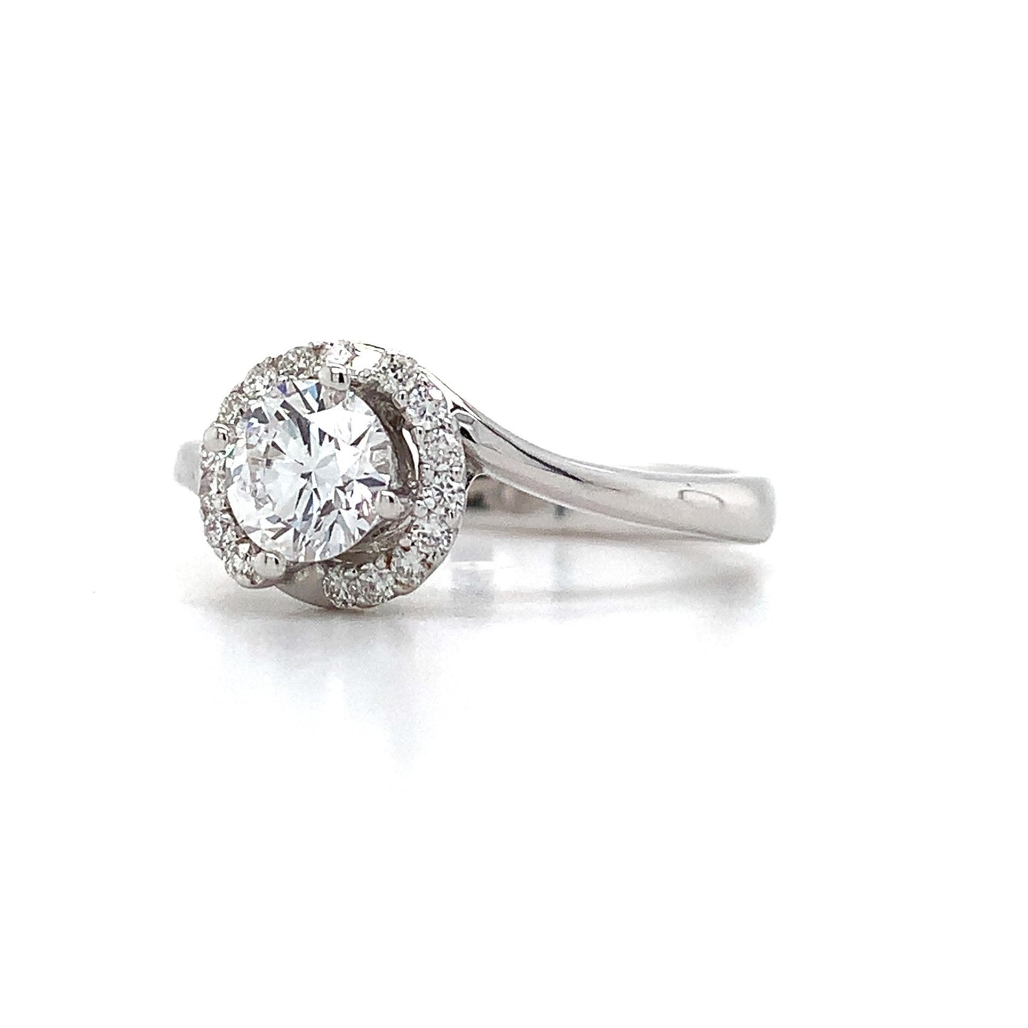 0.58ct Round Brilliant Diamond Milgrain Wedding Set — GIA Certified, 14k White Gold
