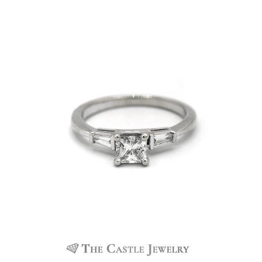 0.50ct Square Modified Brilliant Diamond Engagement Ring — GIA Certified, 14k White Gold
